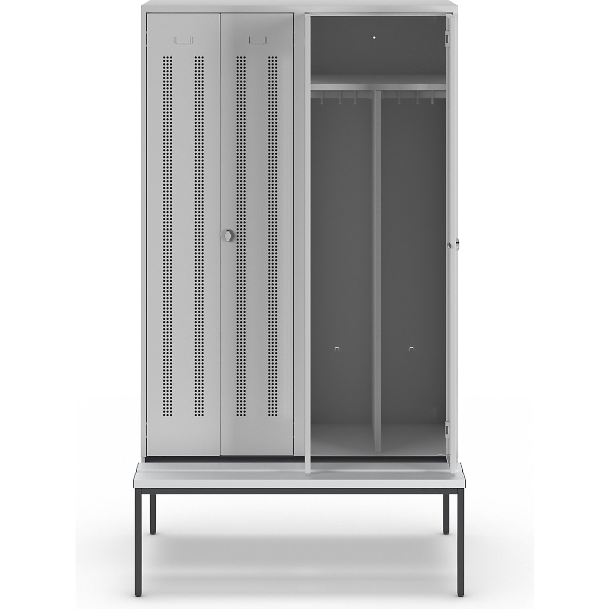 Berlin 1 clean and dirty locker with bench seat – Wolf (Product illustration 3)-2