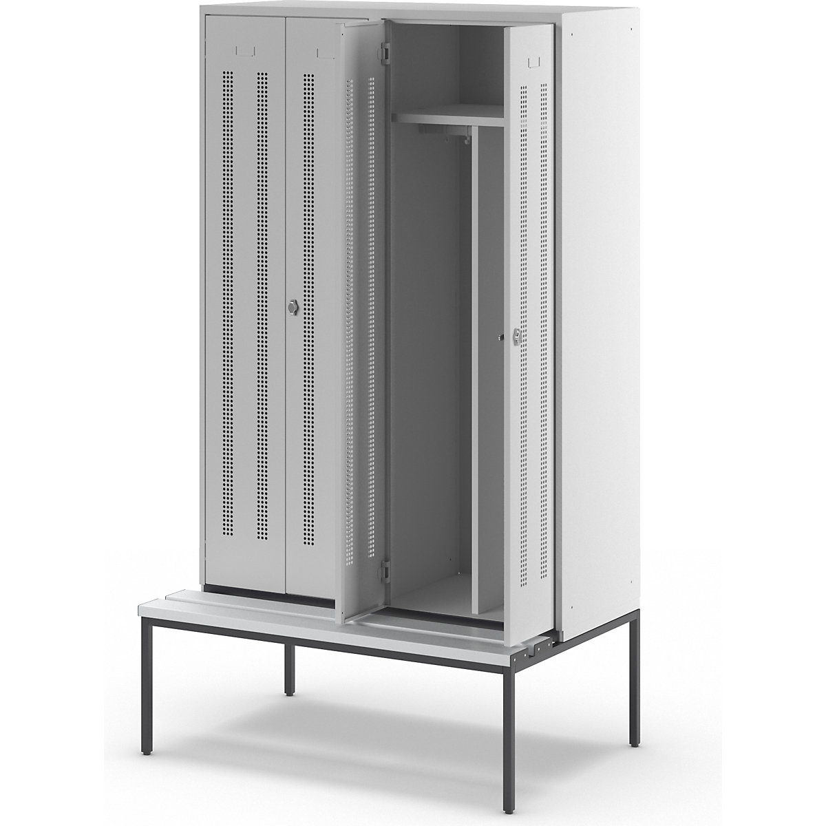 Berlin 1 clean and dirty locker with bench seat – Wolf (Product illustration 8)-7