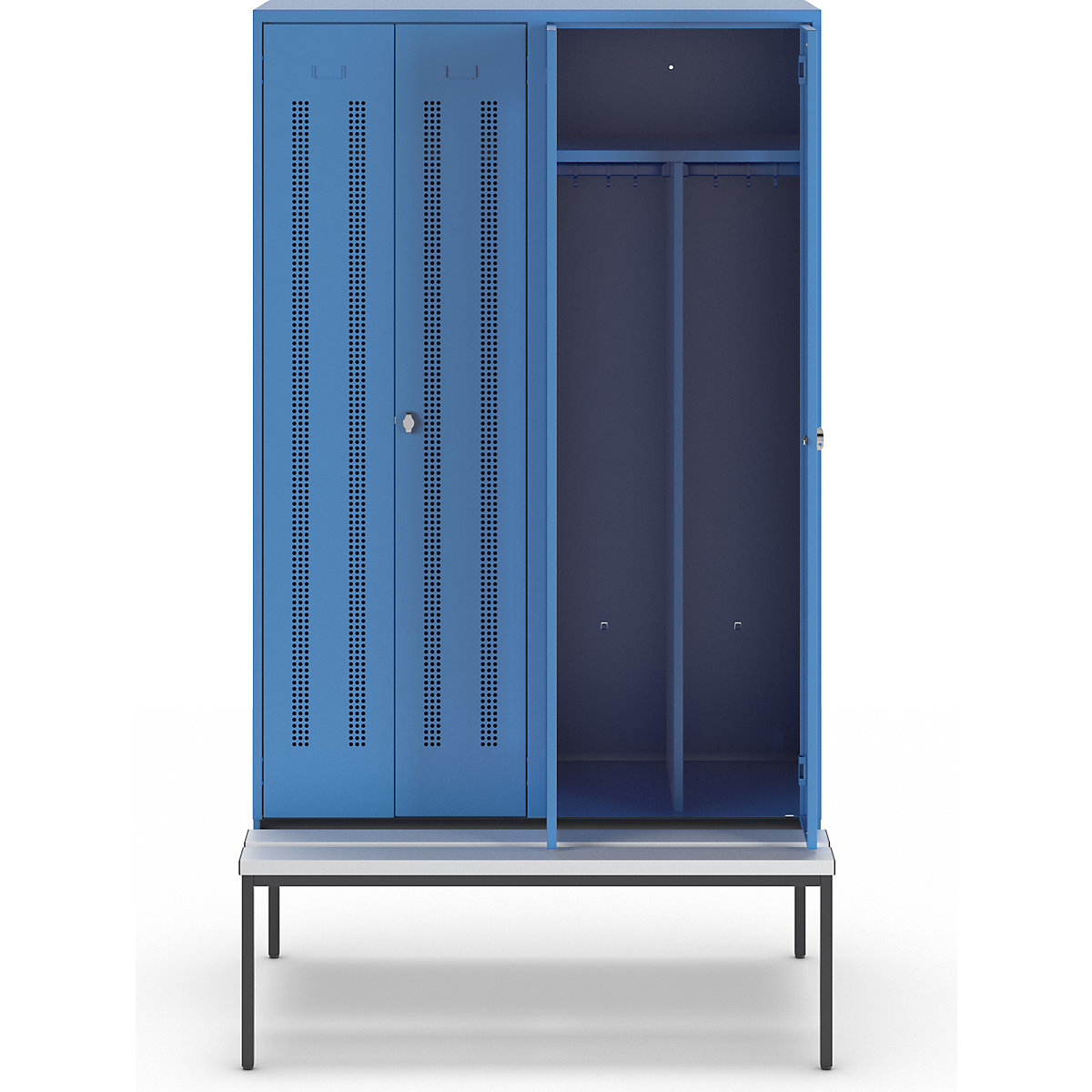 Berlin 1 clean and dirty locker with bench seat – Wolf (Product illustration 3)-2