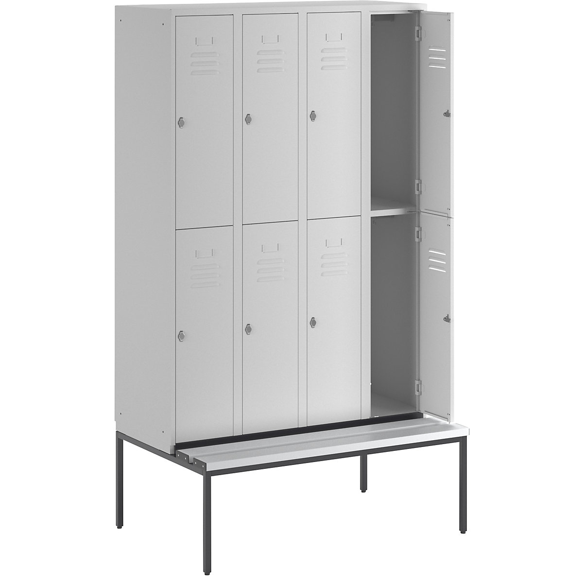 Berlin 2 bench seat double-tier clothes locker – Wolf