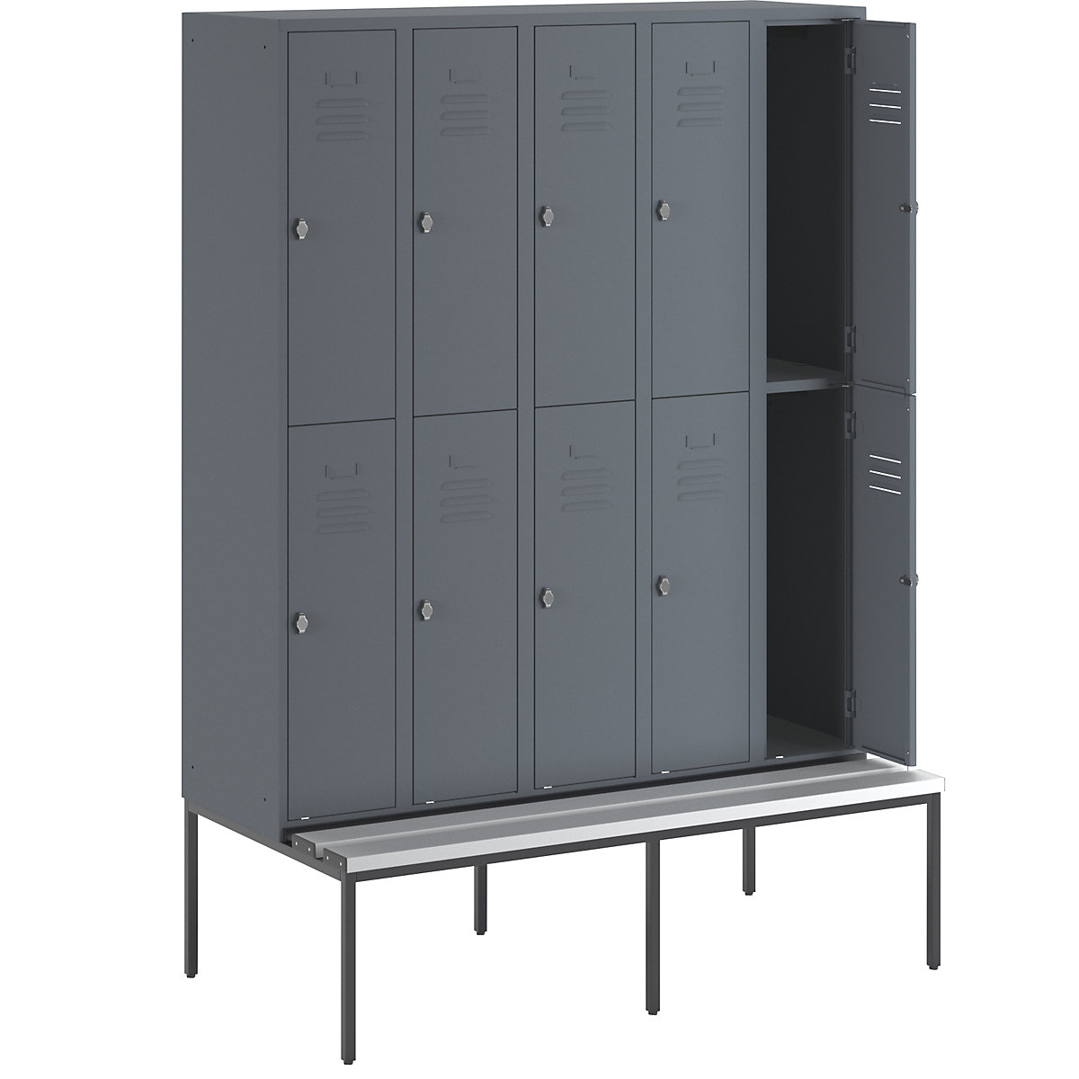 Berlin 2 bench seat double-tier clothes locker - Wolf