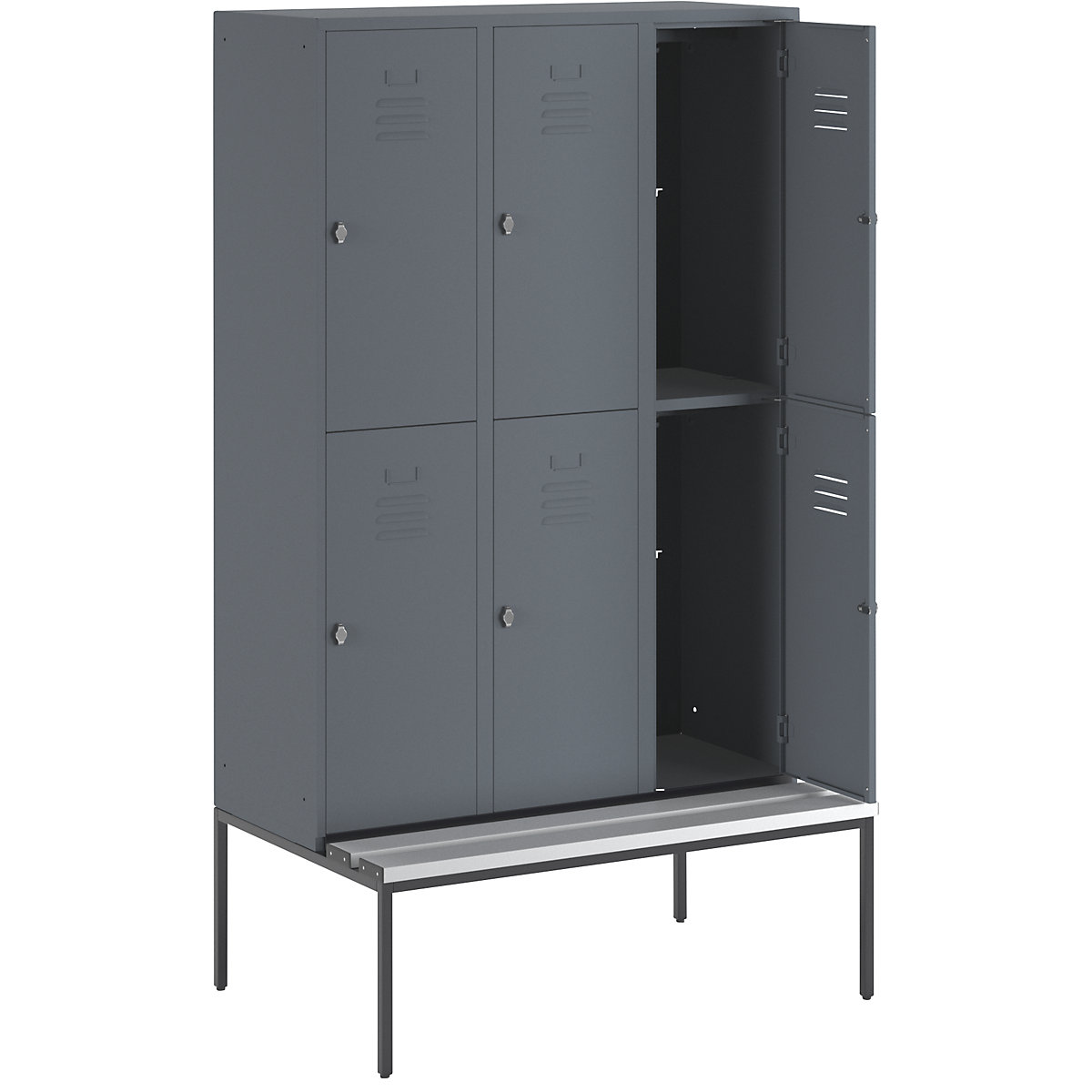 Berlin 2 bench seat double-tier clothes locker – Wolf