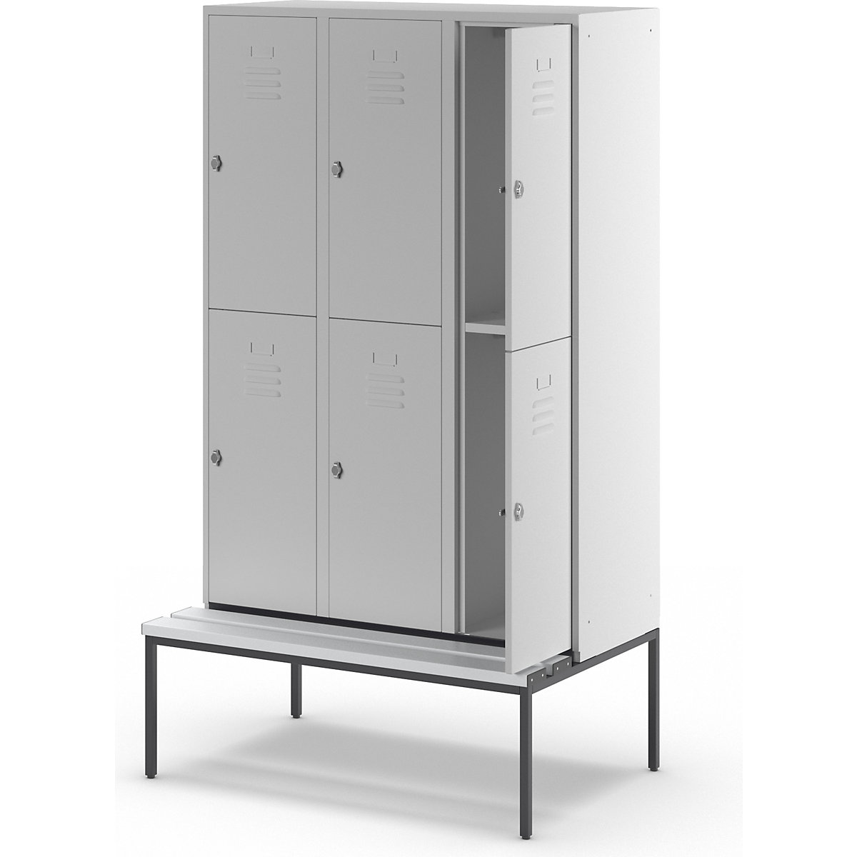 Berlin 2 bench seat double-tier clothes locker – Wolf (Product illustration 8)-7
