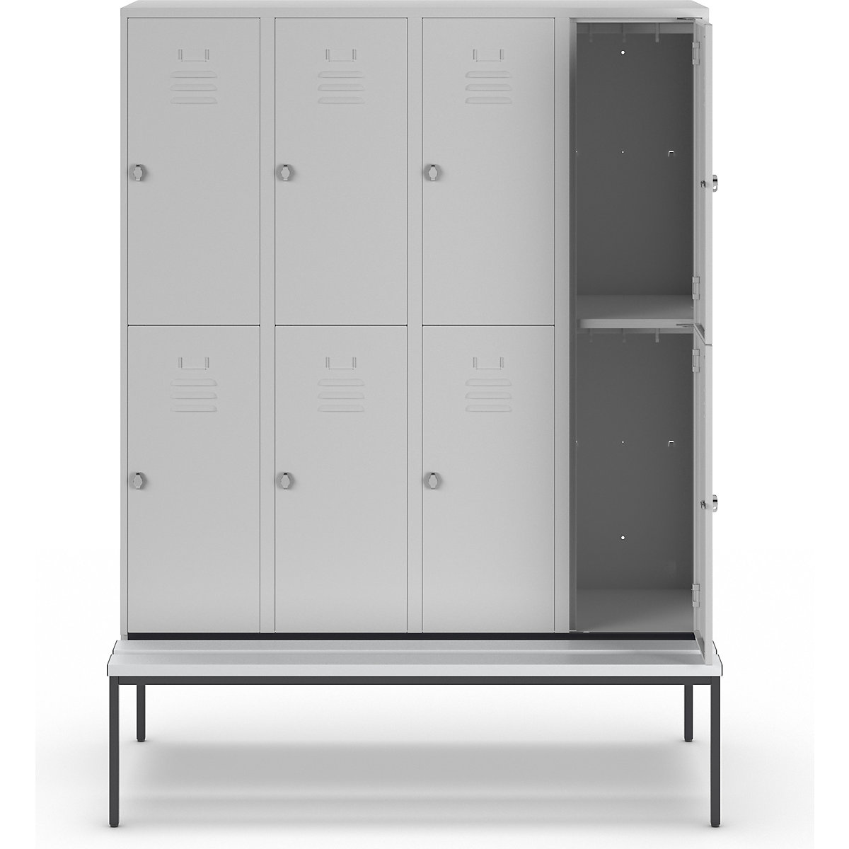 Berlin 2 bench seat double-tier clothes locker – Wolf (Product illustration 3)-2