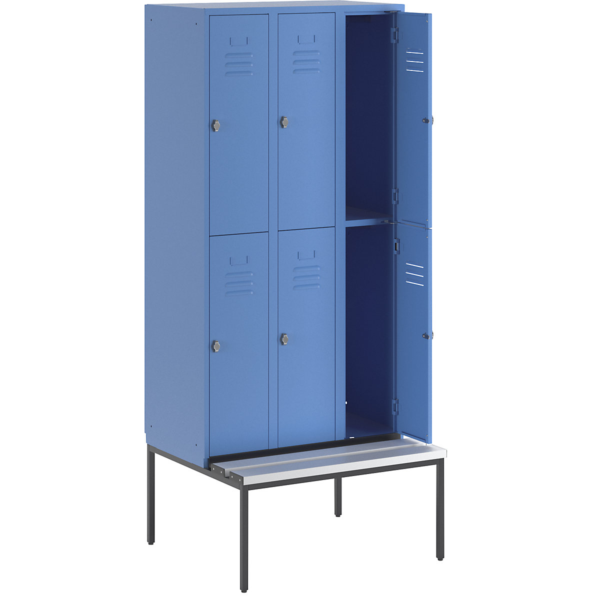 Berlin 2 bench seat double-tier clothes locker - Wolf