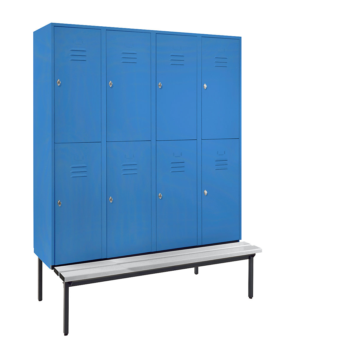 Berlin 2 bench seat double-tier clothes locker – Wolf (Product illustration 9)-8