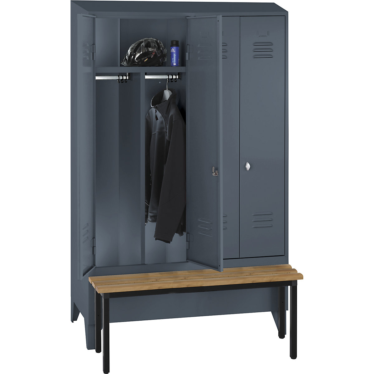 Berlin 2 clean and dirty locker with bench seat – Wolf