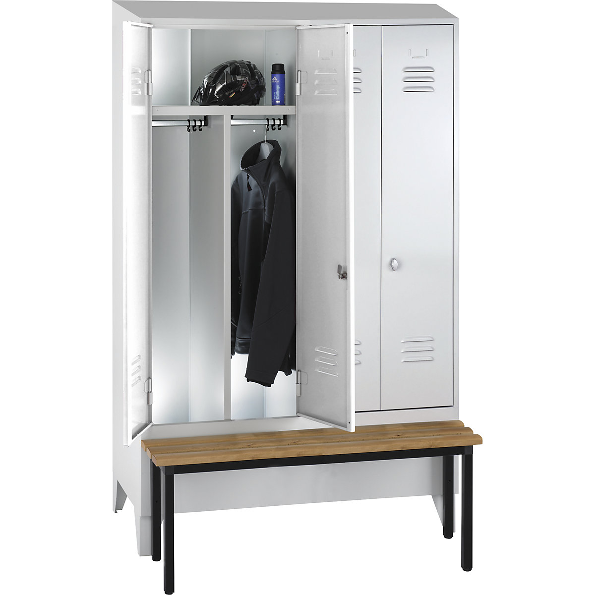 Berlin 2 clean and dirty locker with bench seat – Wolf