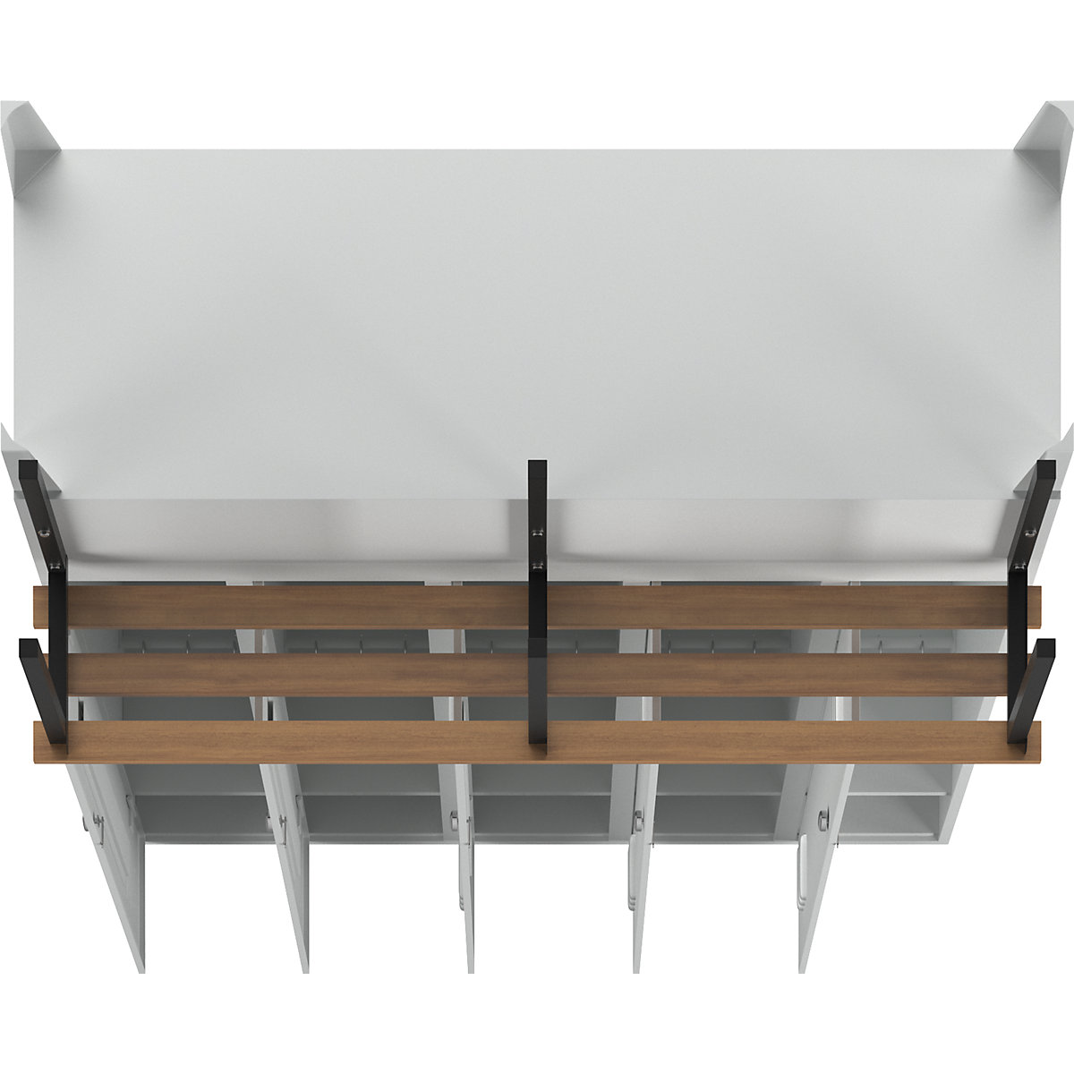 Berlin 2 clothes locker with bench seat – Wolf (Product illustration 7)-6