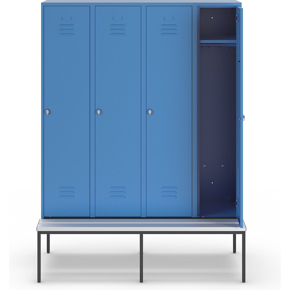 Berlin 2 clothes locker with bench seat – Wolf (Product illustration 3)-2