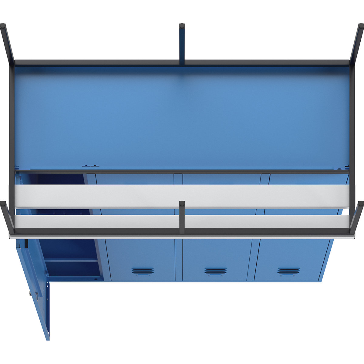 Berlin 2 clothes locker with bench seat – Wolf (Product illustration 7)-6