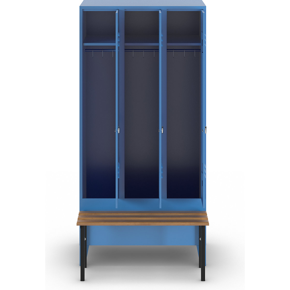 Berlin 2 clothes locker with bench seat – Wolf (Product illustration 3)-2