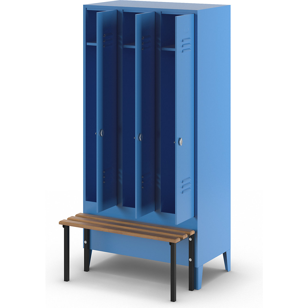 Berlin 2 clothes locker with bench seat – Wolf (Product illustration 8)-7