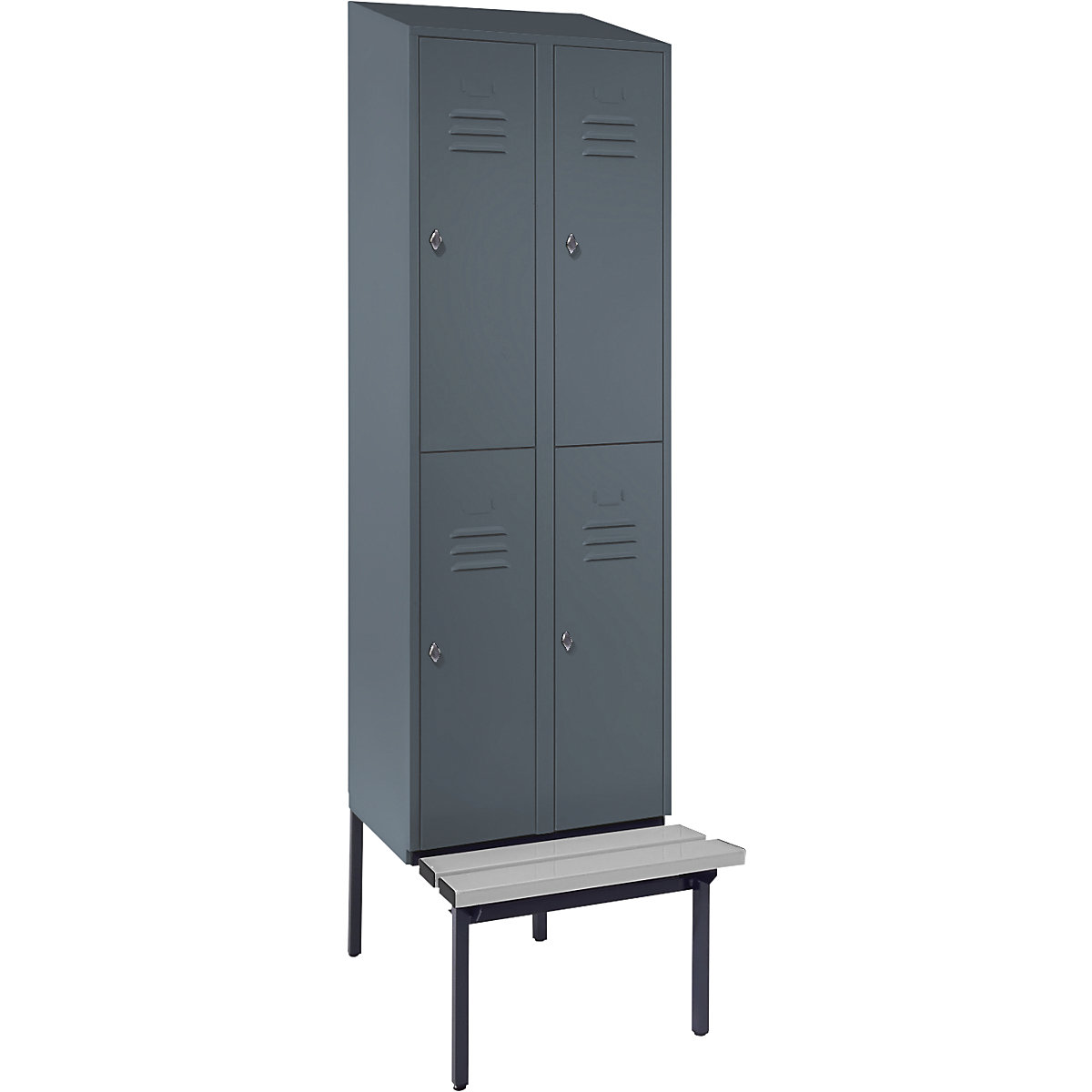 Berlin 2 double deck clothes locker with bench seat - Wolf