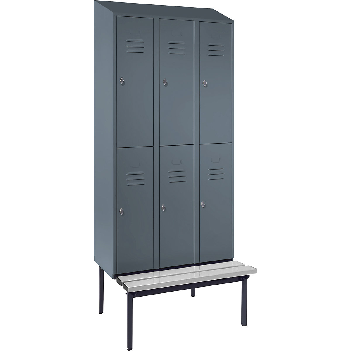 Berlin 2 double deck clothes locker with bench seat - Wolf