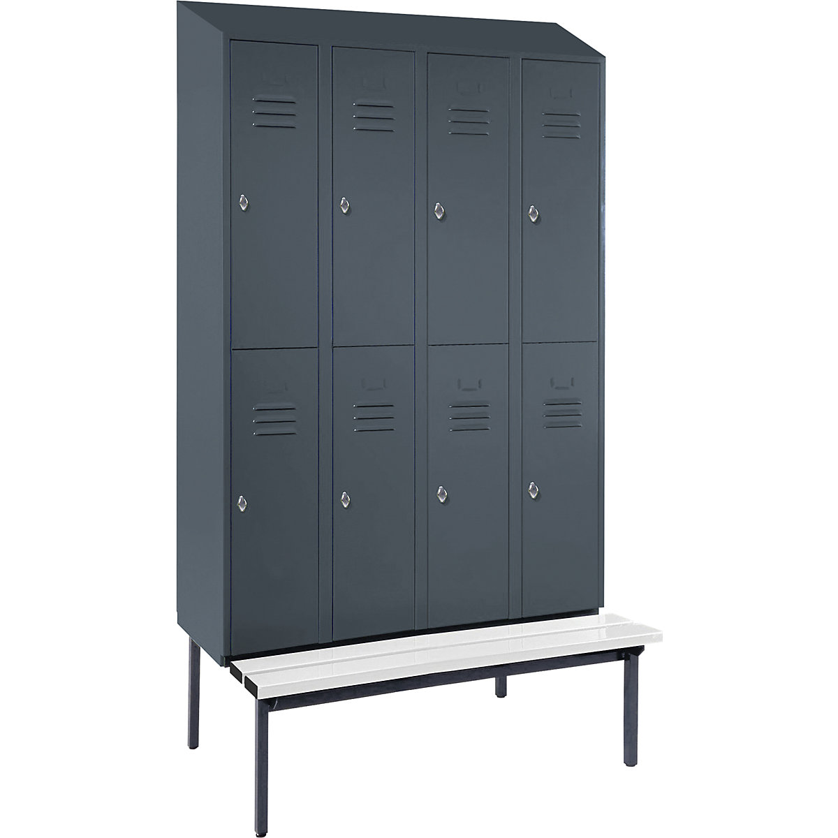 Berlin 2 double deck clothes locker with bench seat - Wolf