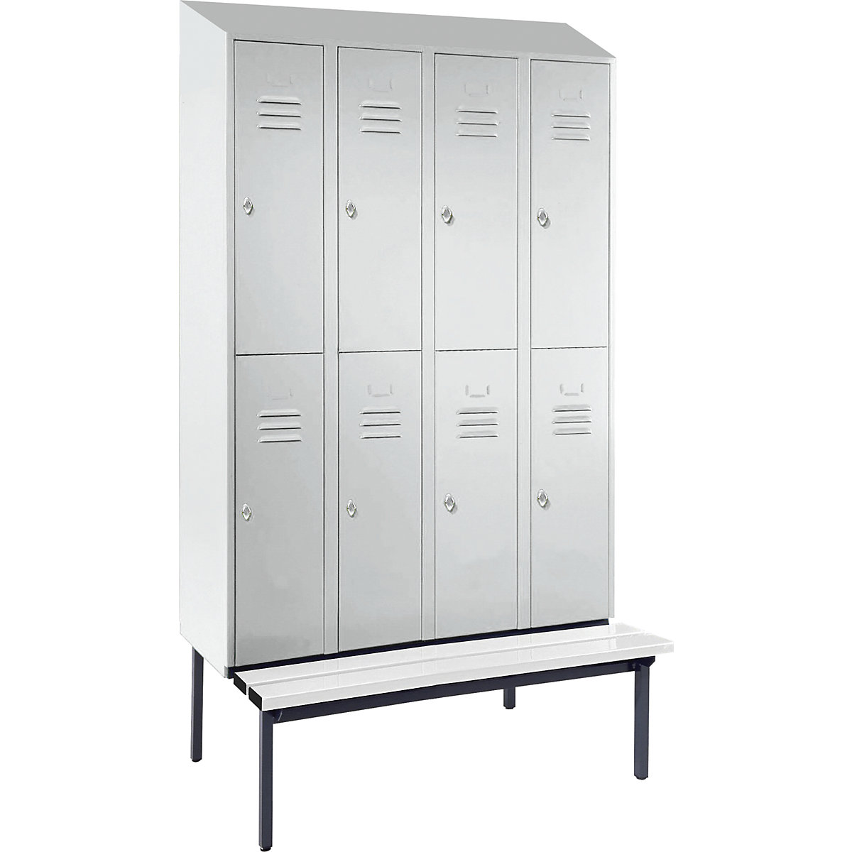 Berlin 2 double deck clothes locker with bench seat - Wolf