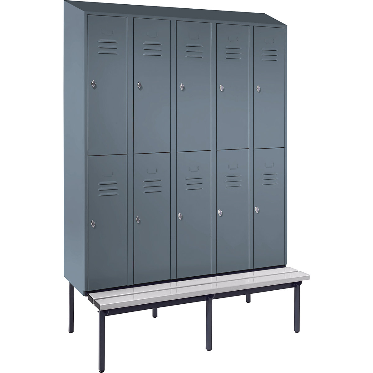Berlin 2 double deck clothes locker with bench seat - Wolf