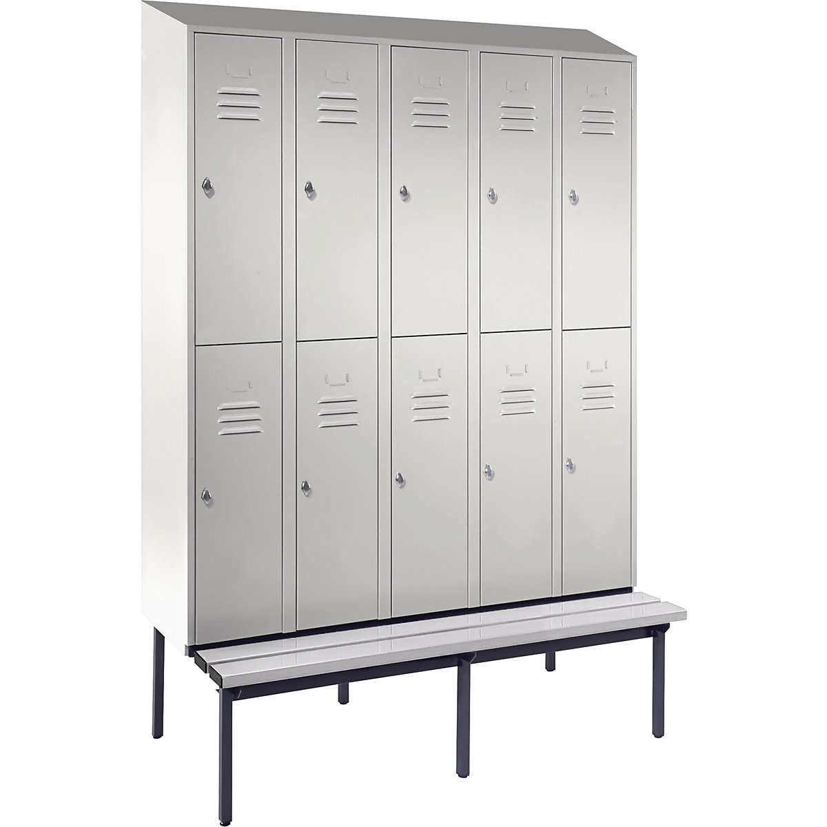 Berlin 2 double deck clothes locker with bench seat - Wolf