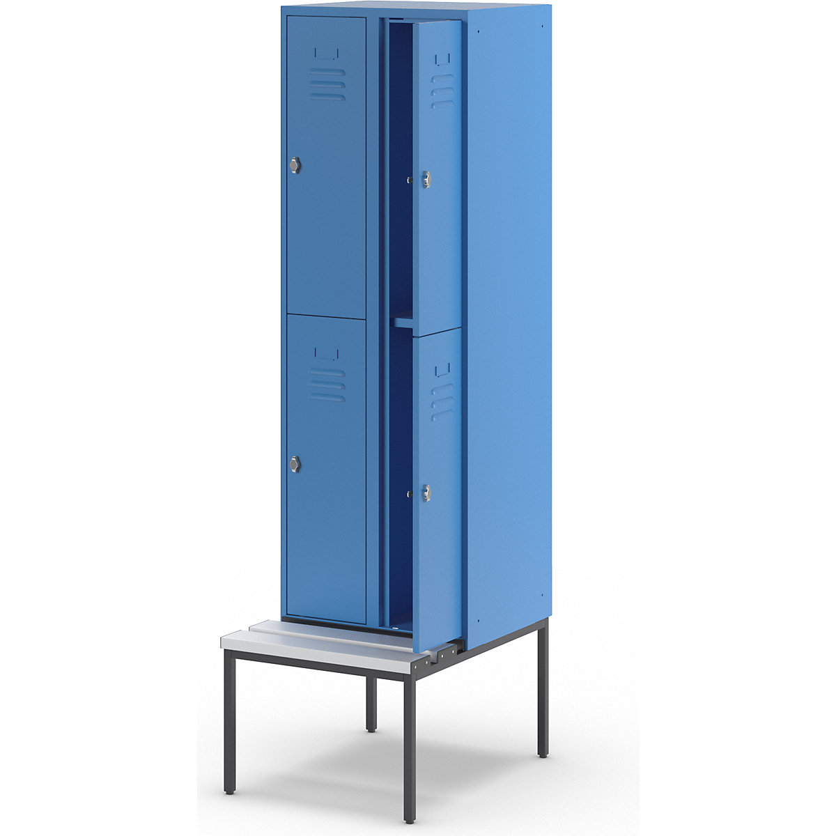 Berlin 2 double deck clothes locker with bench seat – Wolf (Product illustration 8)-7