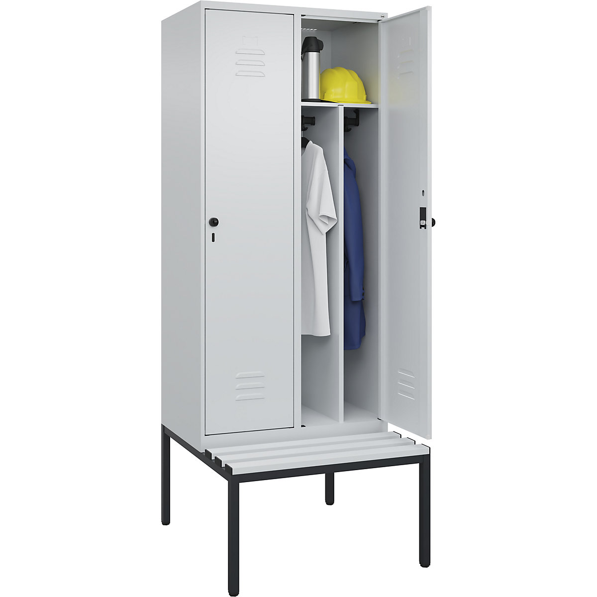 Classic PLUS clean and dirty bench seat clothes locker, narrow – C+P