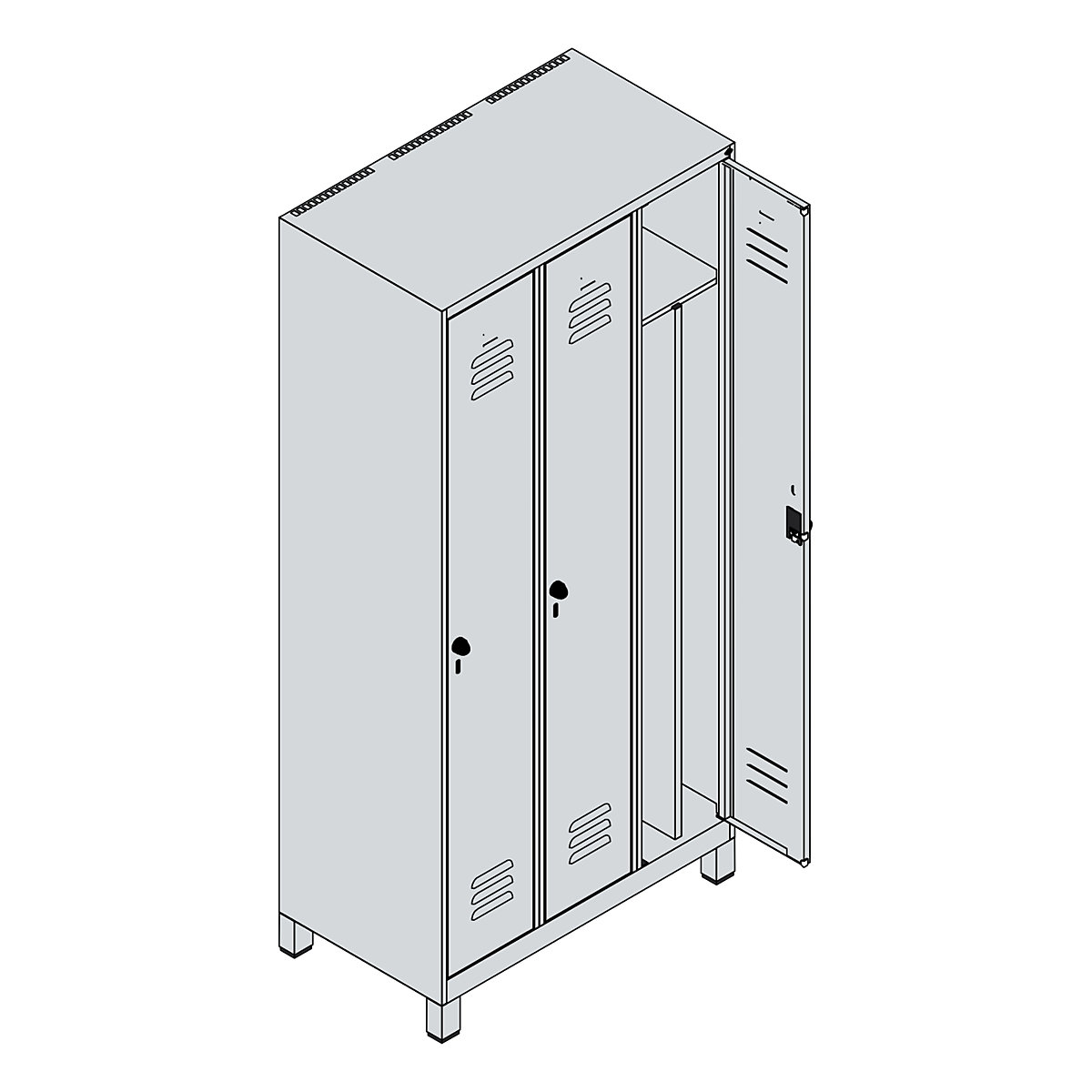 Classic PLUS clean and dirty clothes locker, narrow – C+P (Product illustration 3)-2