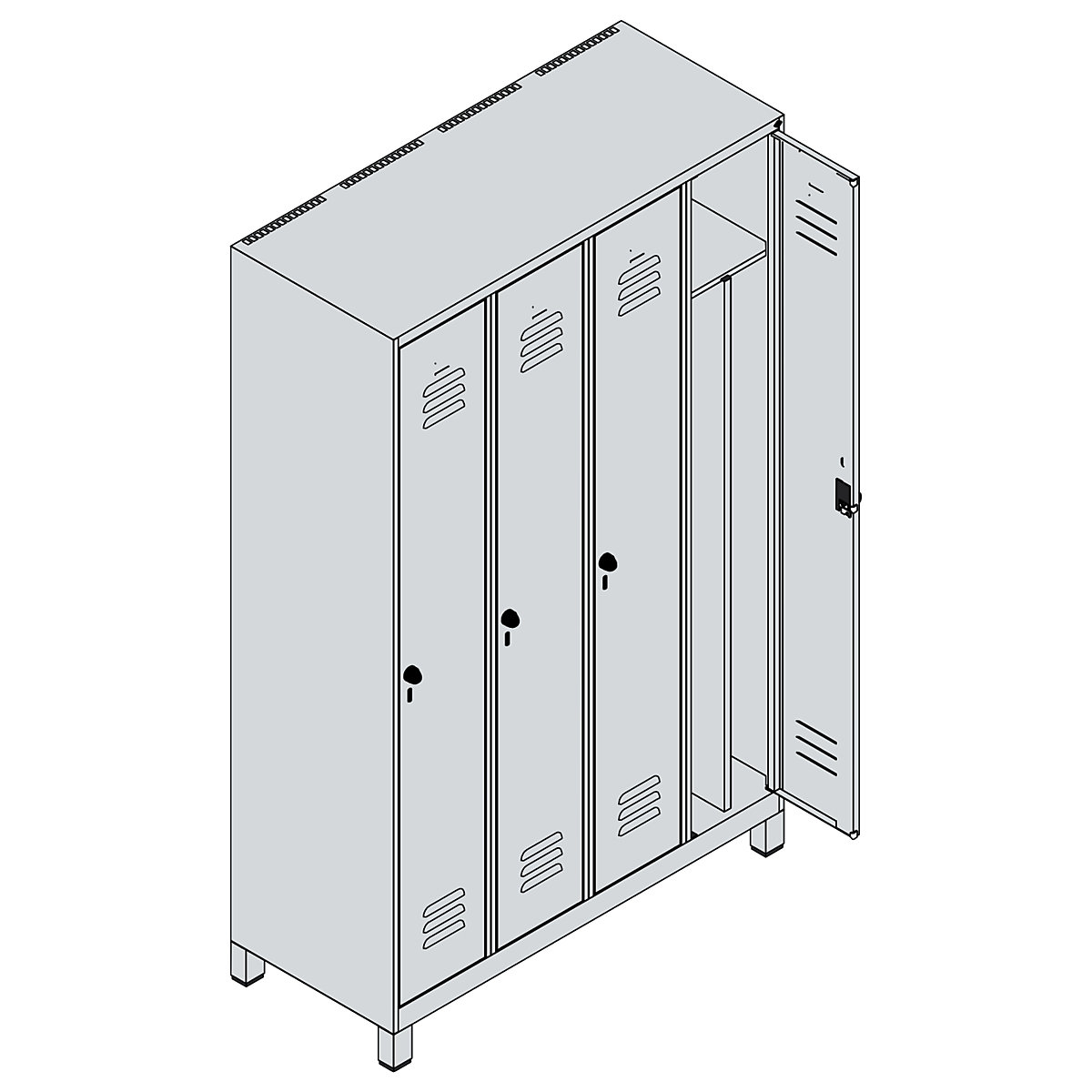 Classic PLUS clean and dirty clothes locker, narrow – C+P (Product illustration 4)-3