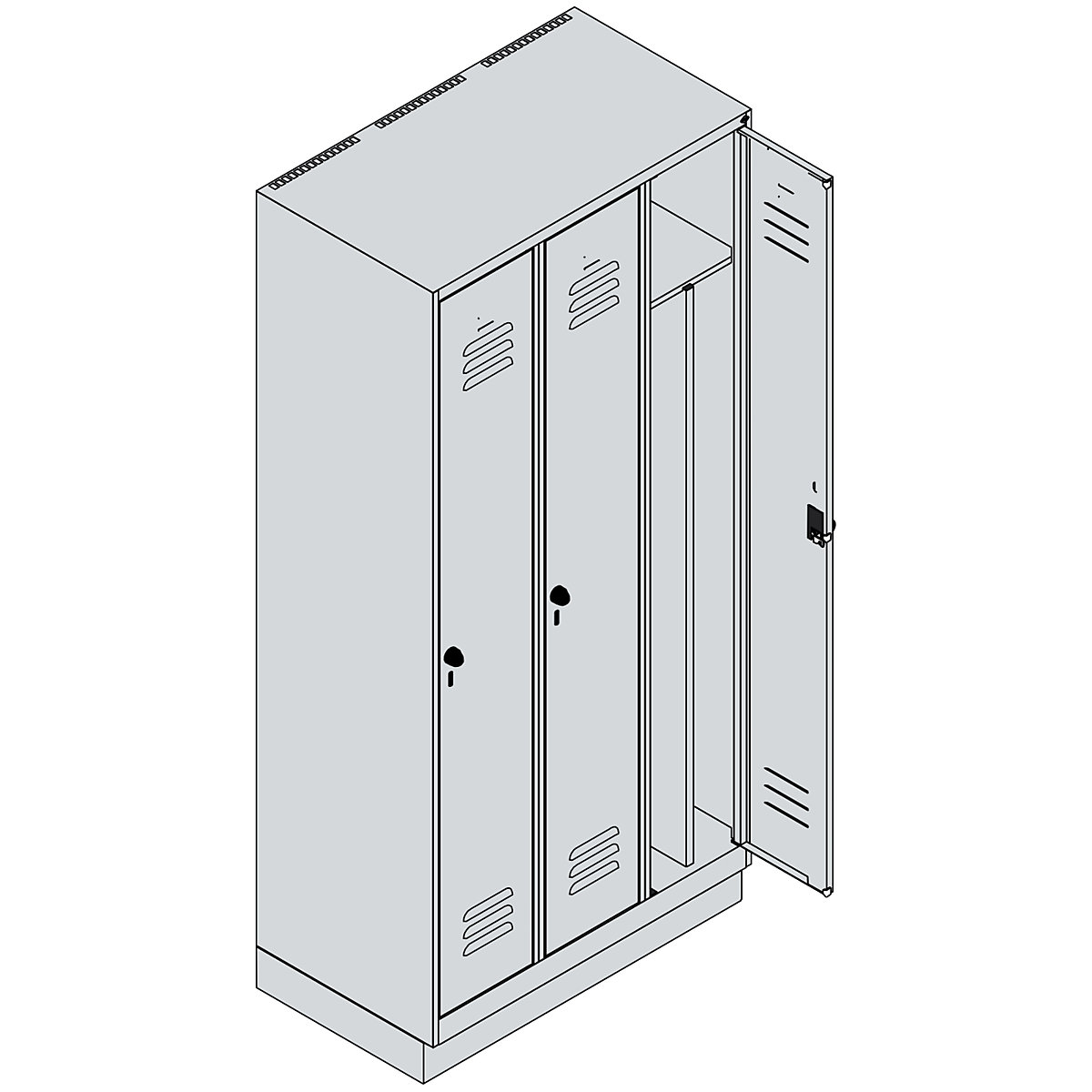 Classic PLUS clean and dirty clothes locker, narrow – C+P (Product illustration 4)-3