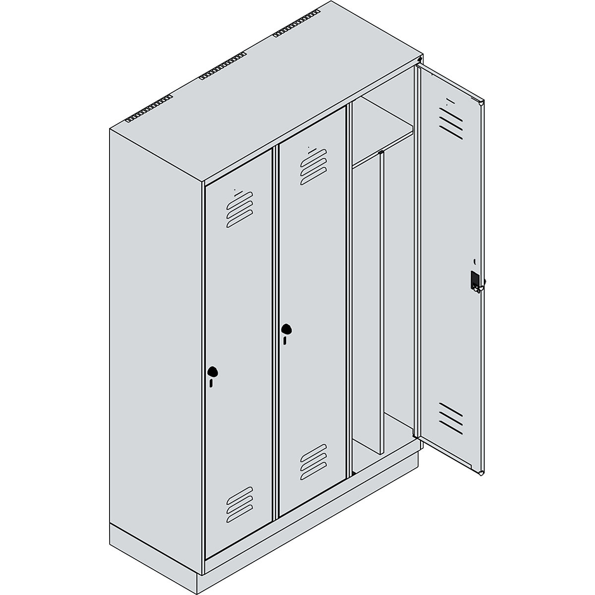 Classic PLUS clean and dirty clothes locker, narrow – C+P (Product illustration 4)-3