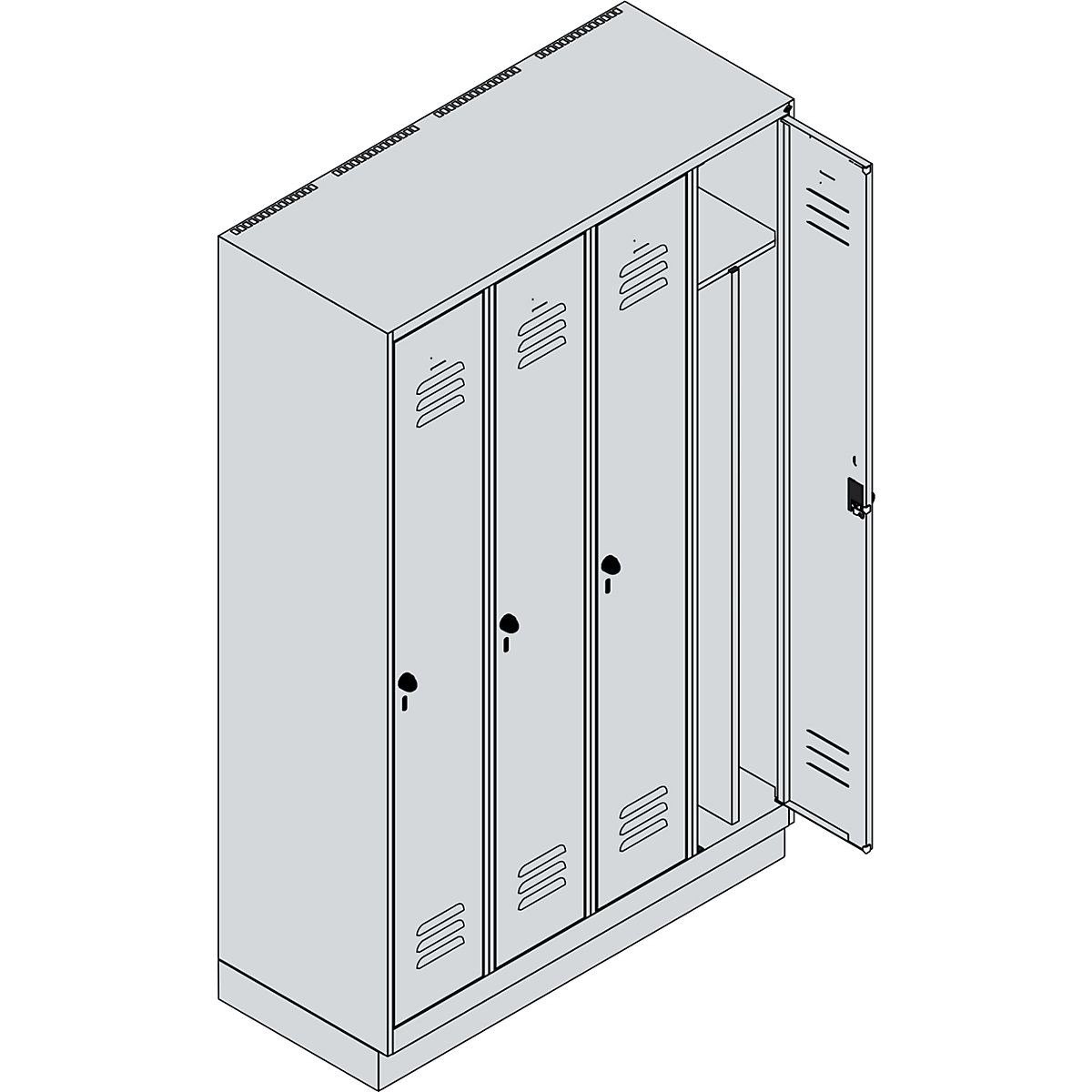 Classic PLUS clean and dirty clothes locker, narrow – C+P (Product illustration 4)-3