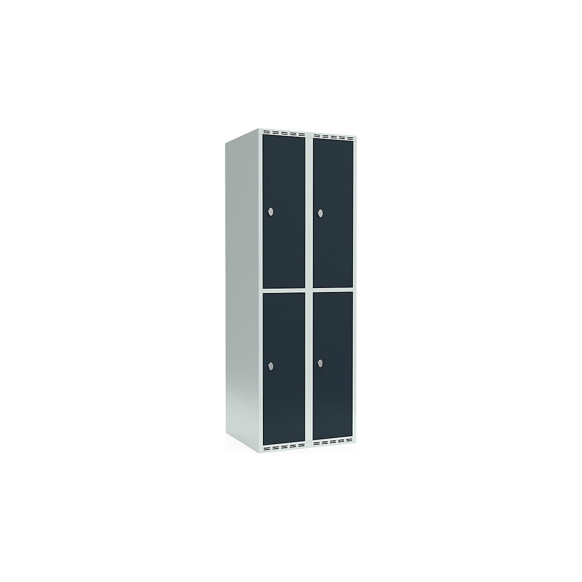 Fydor double deck clothes locker, 2 compartments, light grey / grey, W 600 mm, 2 compartments, flat roof shape, padlock-51