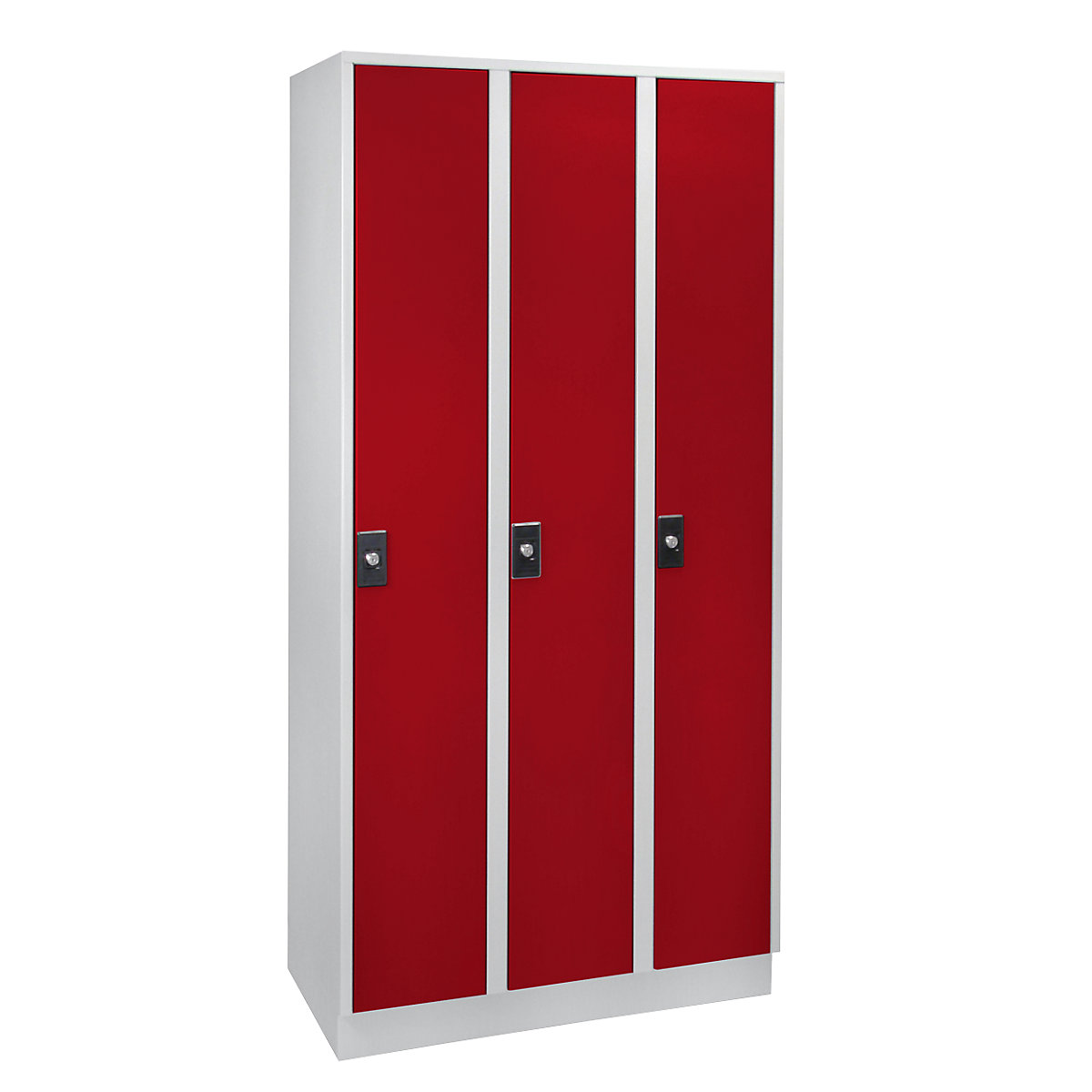 Stuttgart locker – Wolf, 3 compartments, light grey / flame red-6