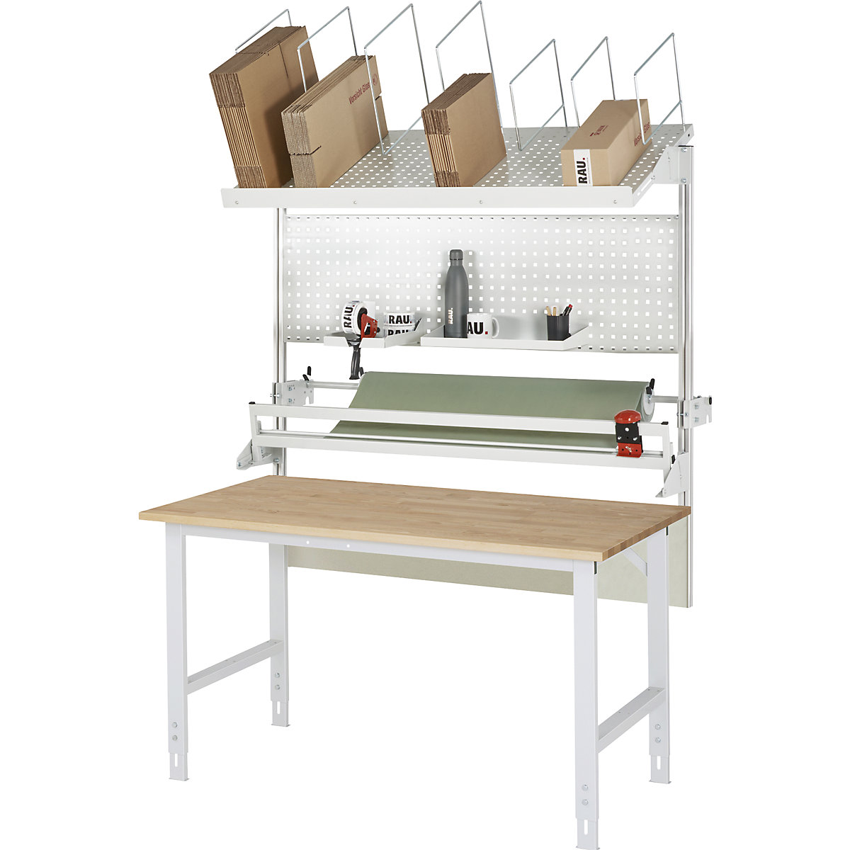 Packing table complete, manually height adjustable - RAU
