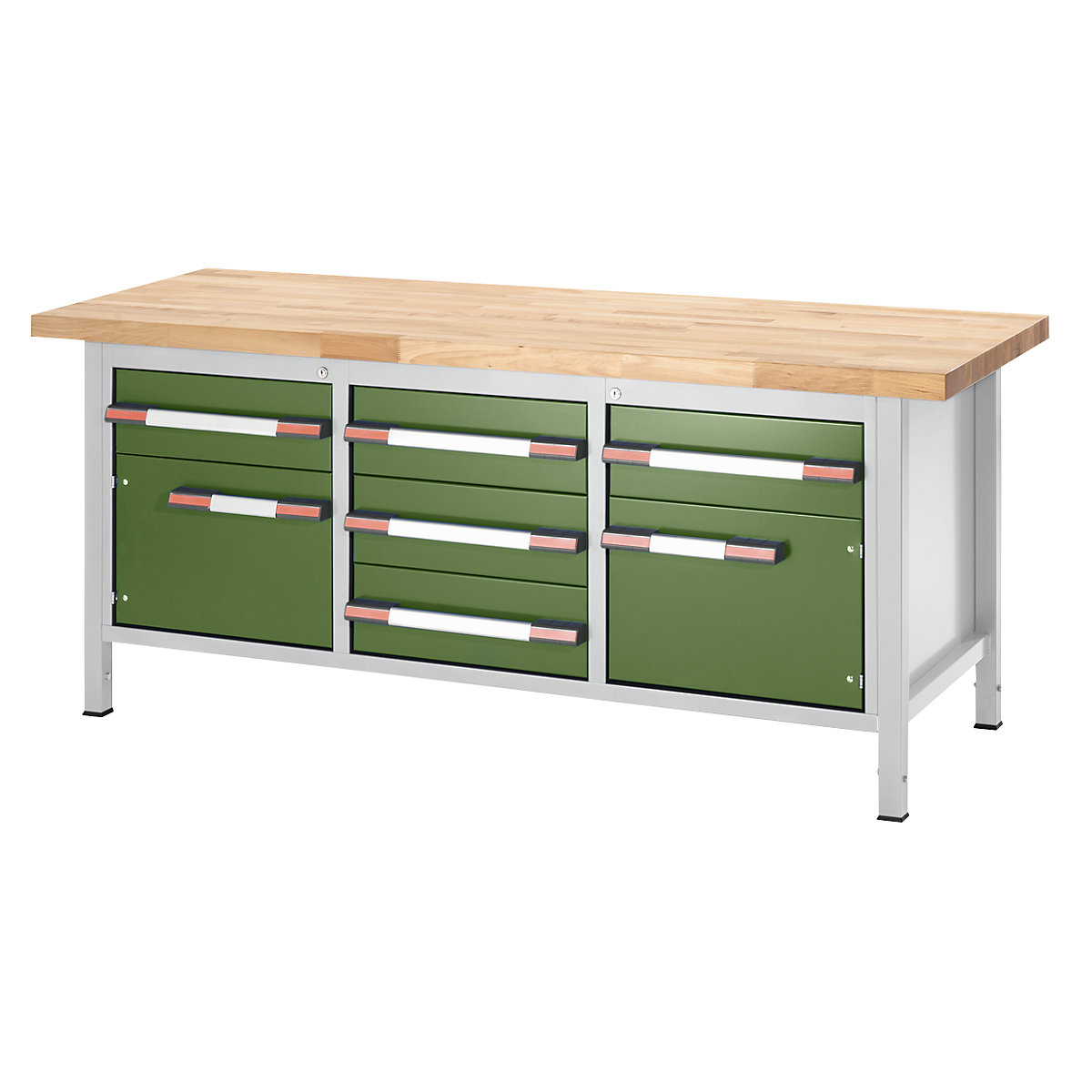 Height-adjustable workbench, frame construction - eurokraft pro