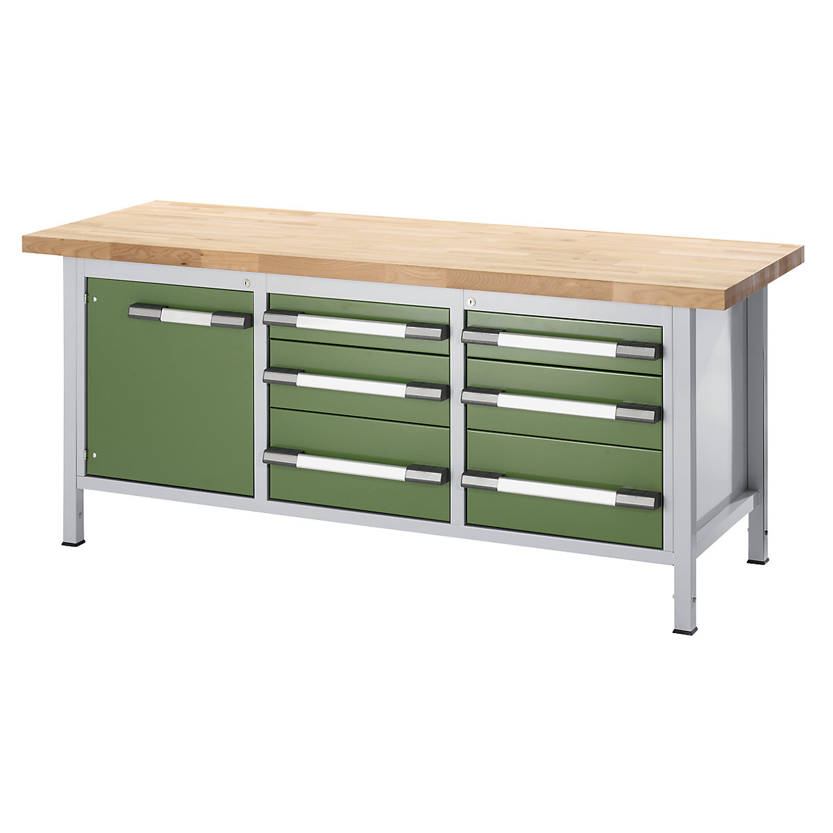 Height-adjustable workbench, frame construction - eurokraft pro