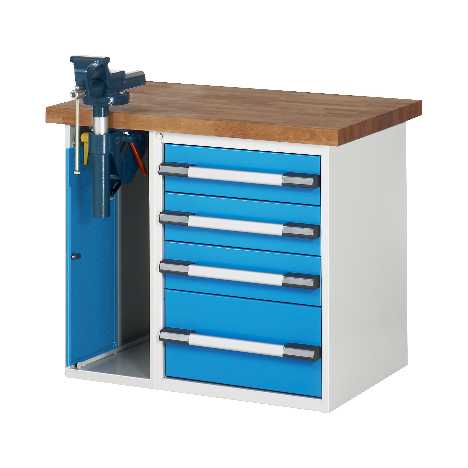 Workbench, Series 7000 modular system – eurokraft pro: 4 drawers, 1 ...