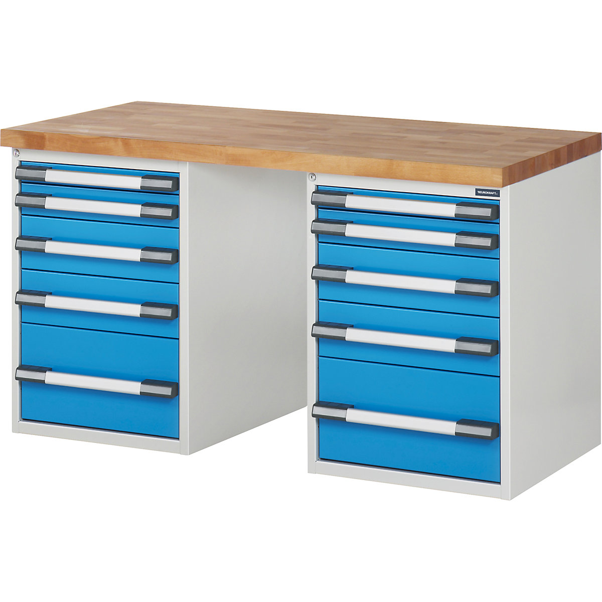 Workbench with fixed pedestals, series 7000 modular system - eurokraft pro