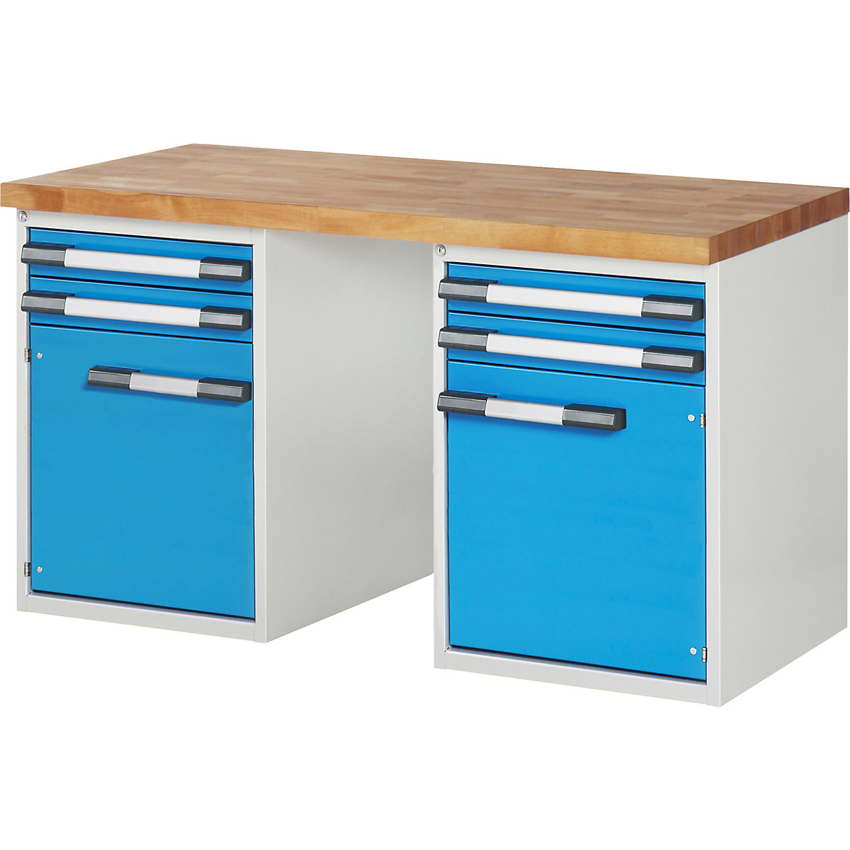 Workbench with fixed pedestals, series 7000 modular system - eurokraft pro