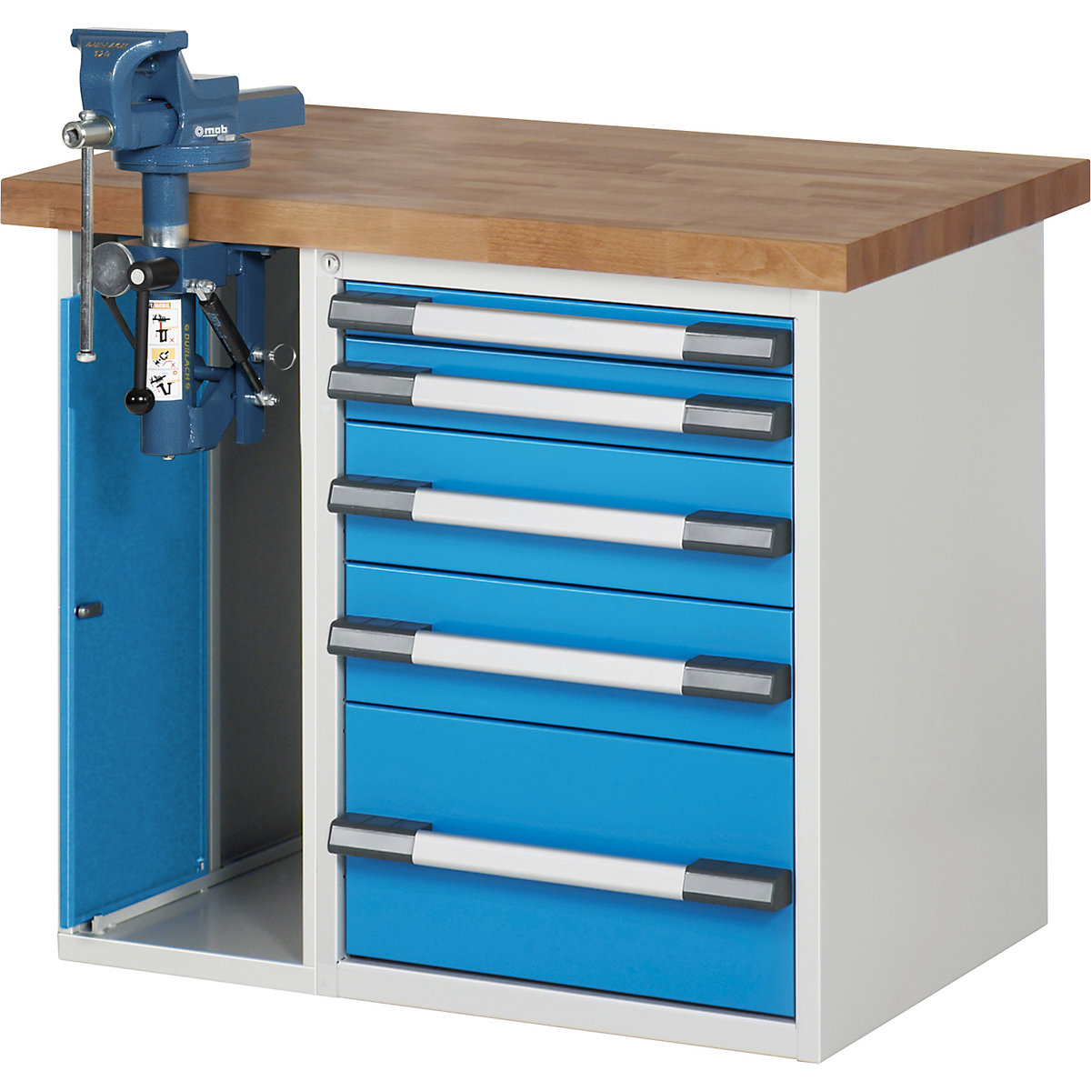 Workbench with vice cupboard, Series 7000 modular system - eurokraft pro