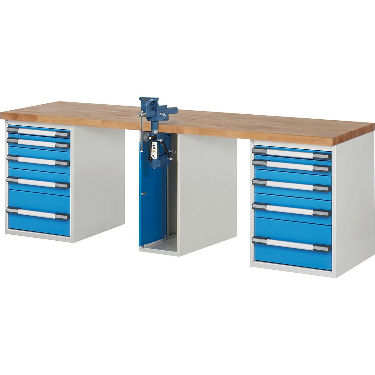 Workbench with vice cupboard, Series 7000 modular system - eurokraft pro