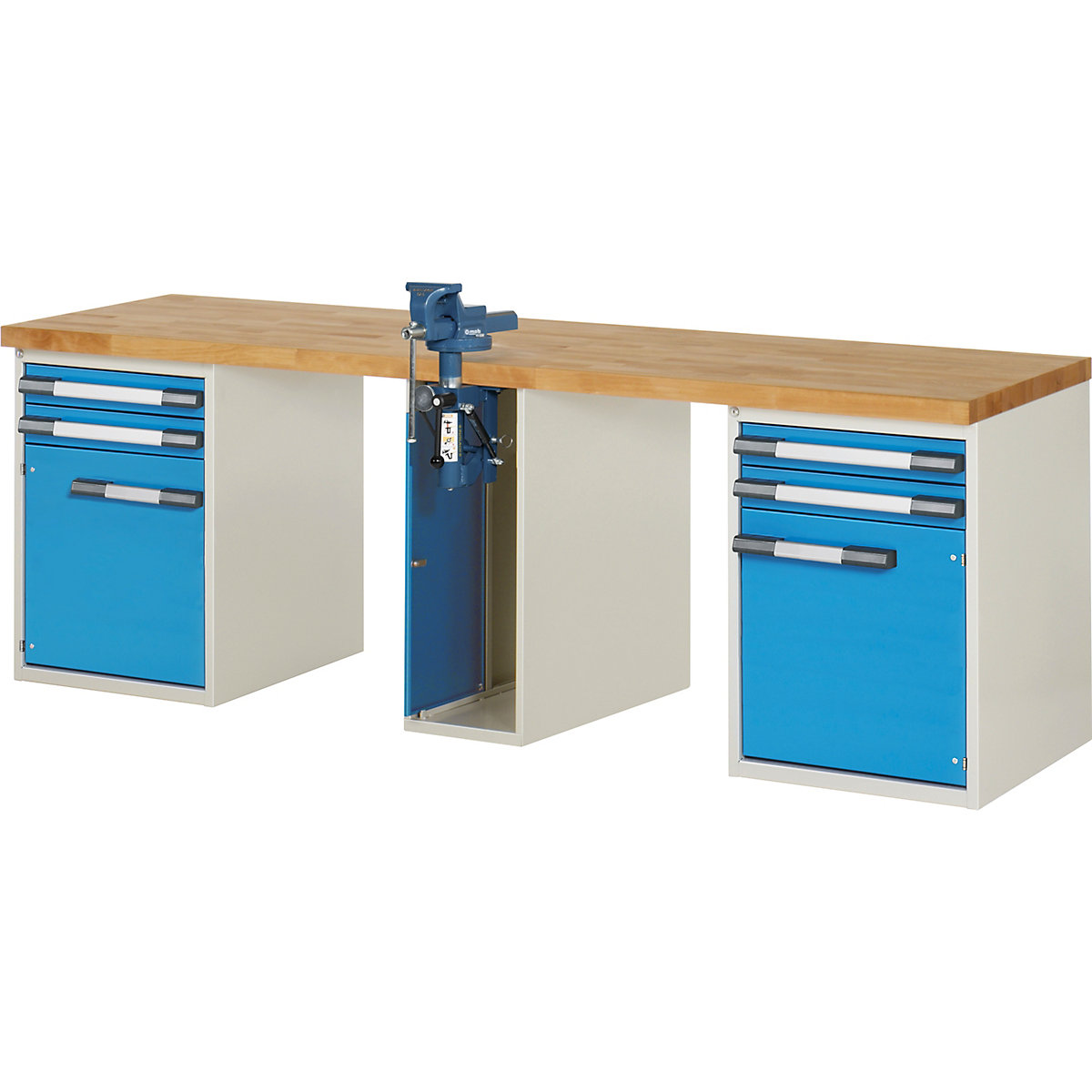 Workbench with vice cupboard, Series 7000 modular system - eurokraft pro