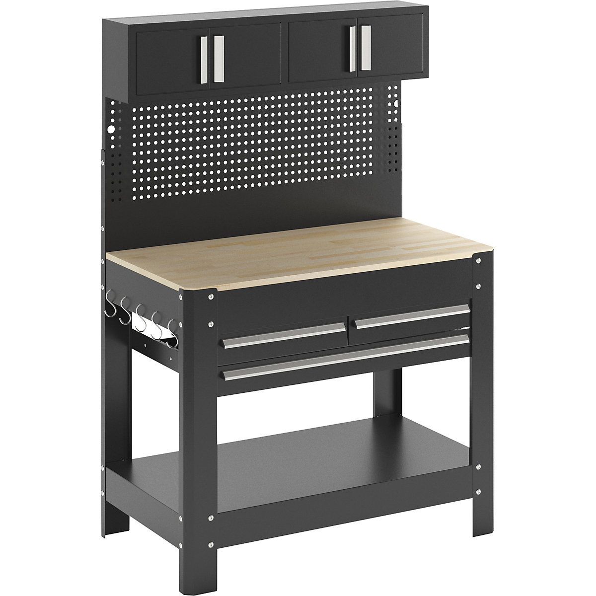 Workbench with perforated rear panel