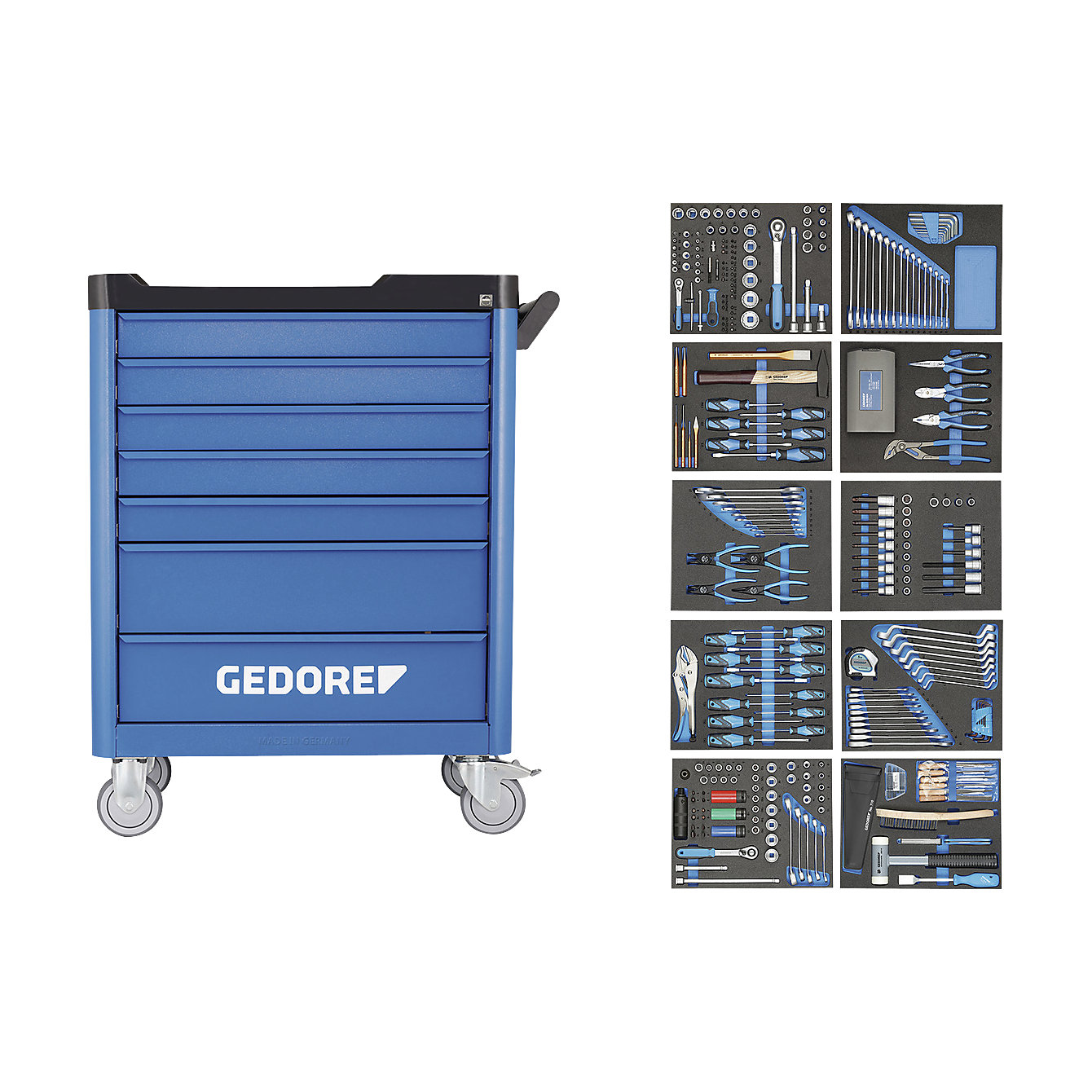 Smartline Kit workster smartline tool trolley, fully equipped – GEDORE: 7 drawers ...