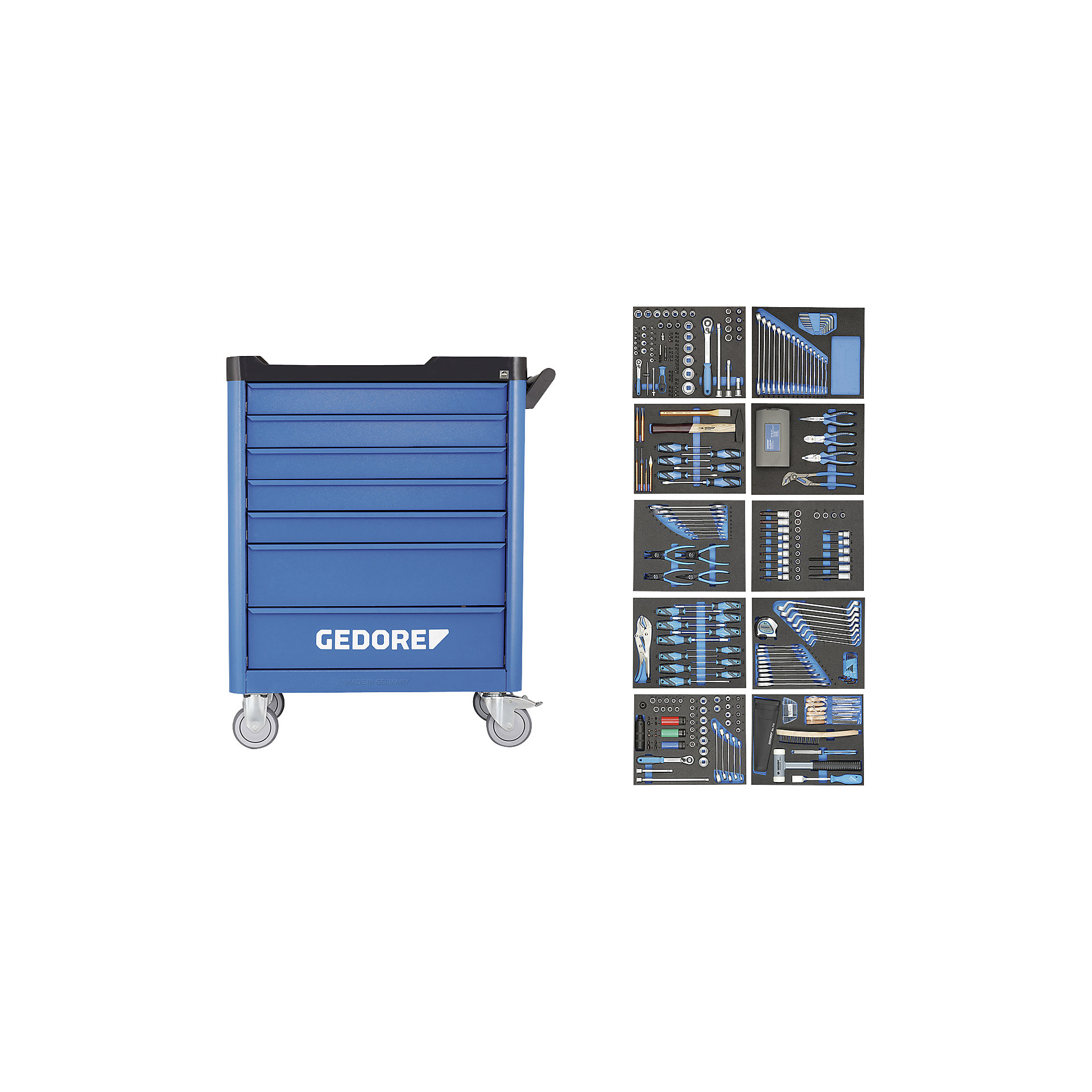 Smartline Kit workster smartline tool trolley, fully equipped – GEDORE: 7 drawers ...