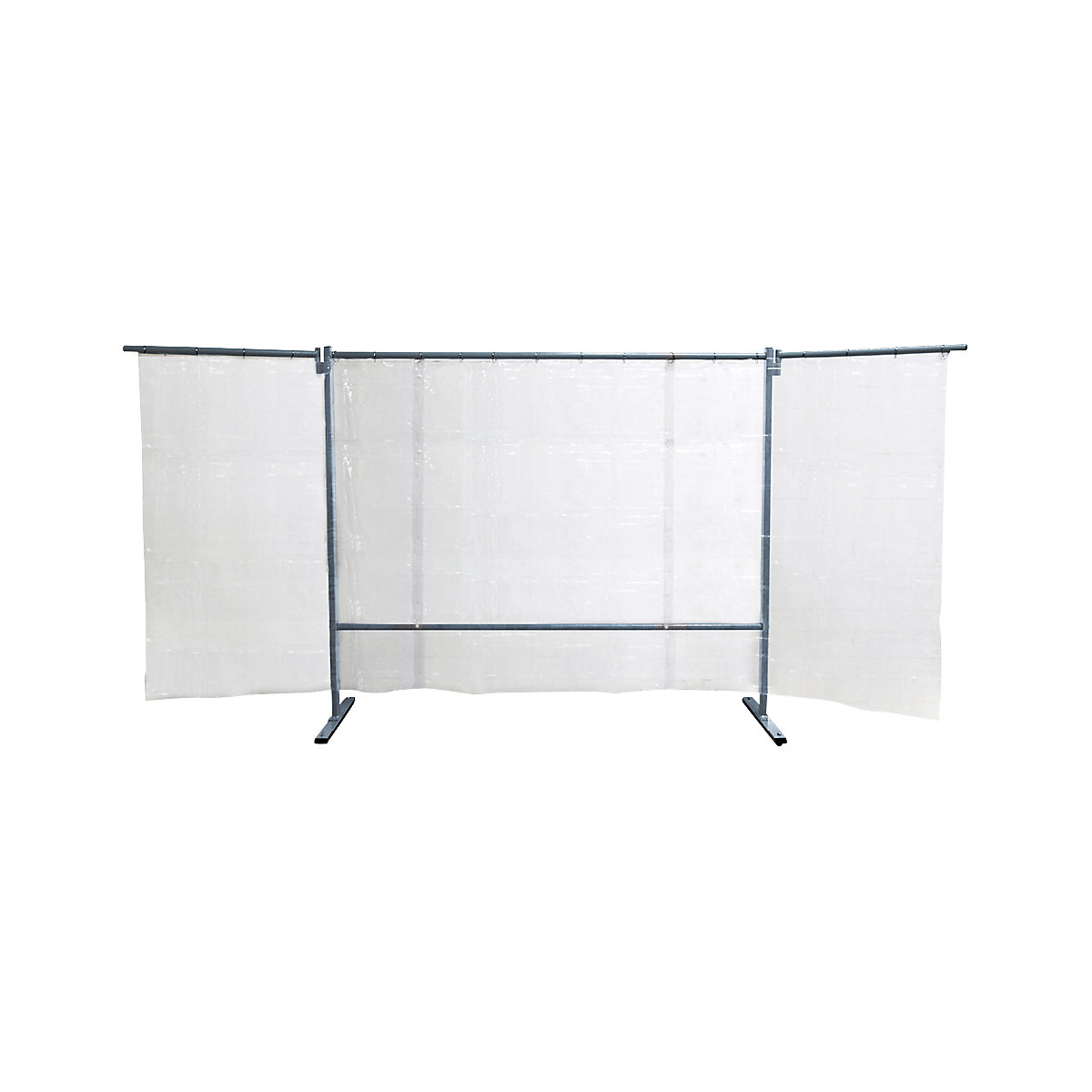 Mobile welding protection screen, 3-part model, HxW 1930 x 3800 mm, with welding protection film, transparent-4
