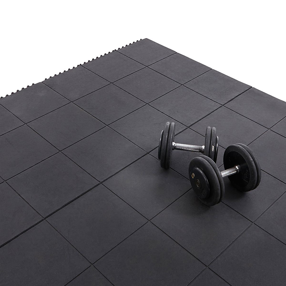BiGDUG Essentials Solid Top Rubber Interlocking Anti-Fatigue Mats