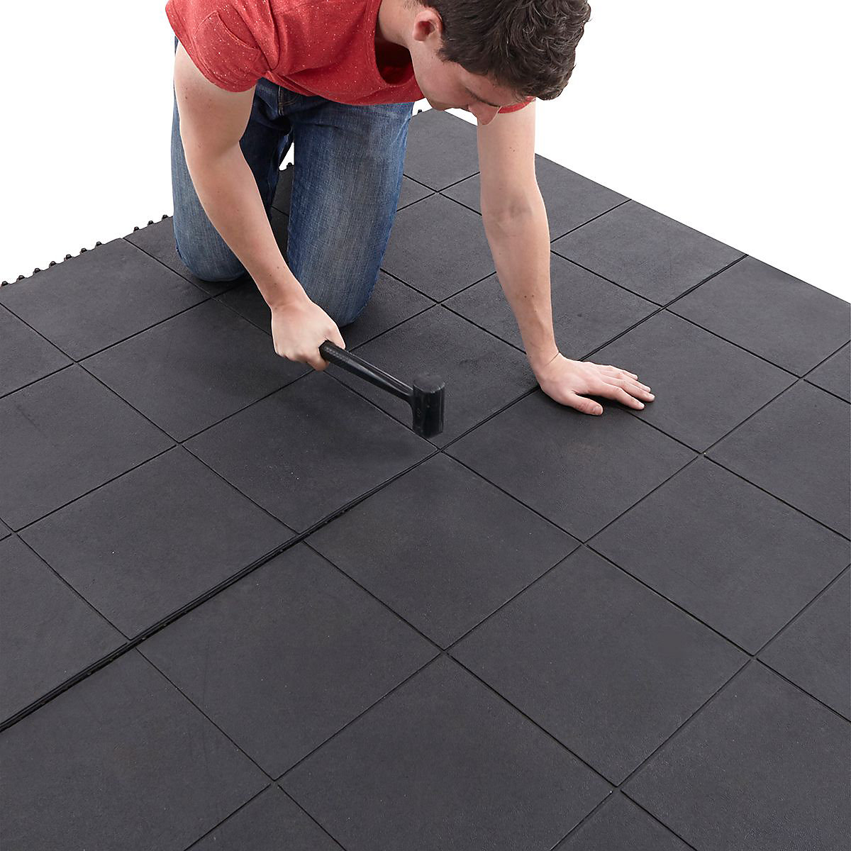 BiGDUG Essentials Solid Top Rubber Interlocking Anti-Fatigue Mats