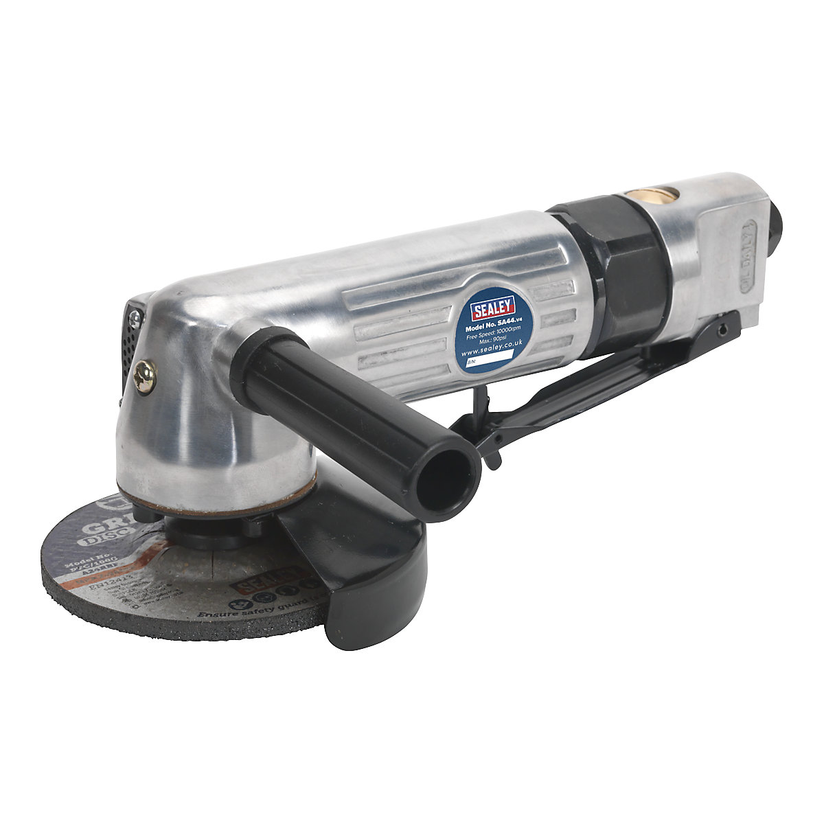 Sealey 100mm Diameter Heavy-Duty Angle Air Grinder with Throttle Safety (Product illustration 2)-1