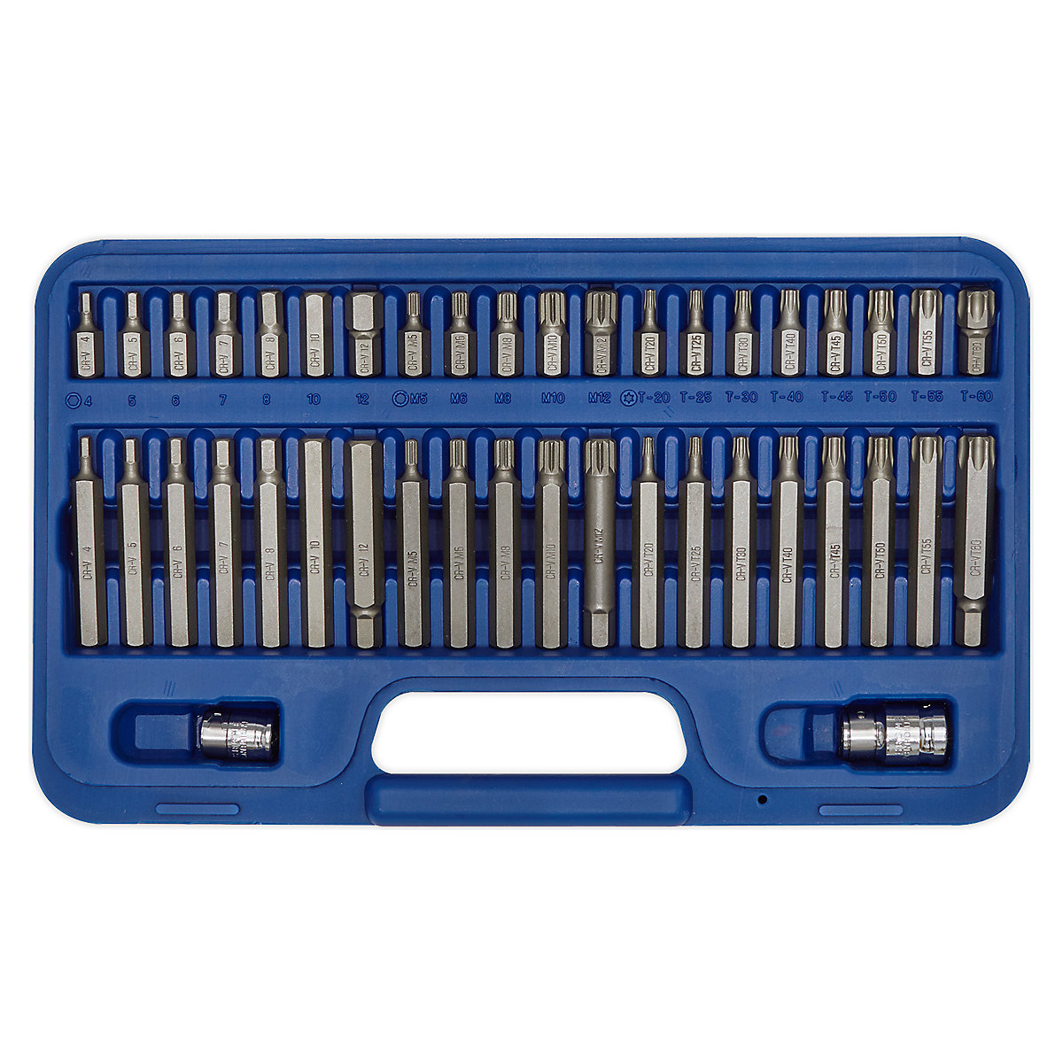 Sealey Premier TRX-Star, Hex & Spline Bit Set | 3/8" &amp; 1/2&quot;Sq Drive | 42 Piece (Product illustration 2)-1