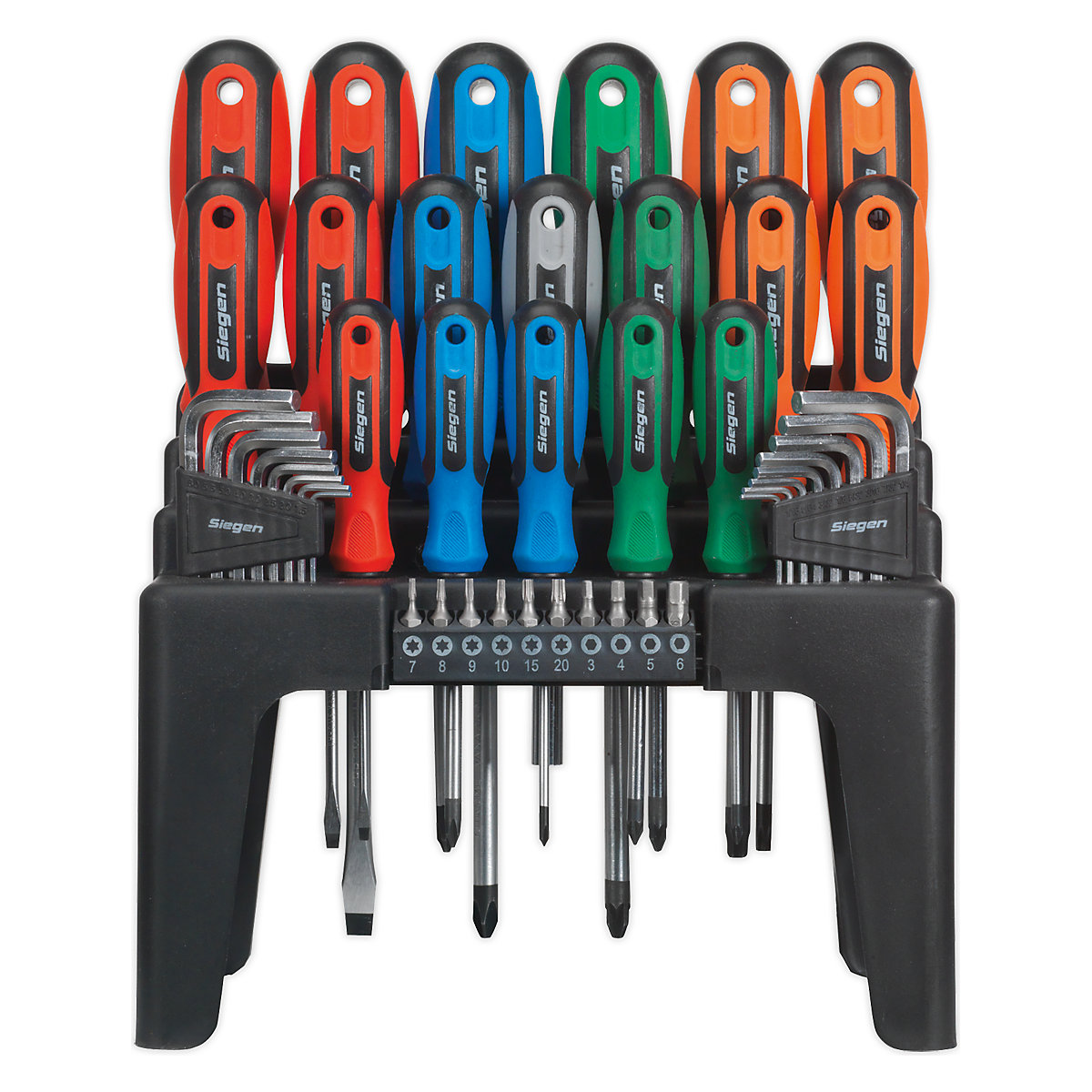 Sealey Siegen Standard or Hammer-Thru Screwdriver, Hex Key & Bit Sets | 44 Piece (Product illustration 2)-1